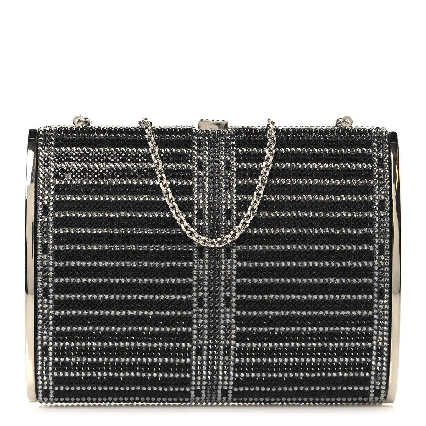 Swarovski Crystal Minaudiere Clutch Black Silver