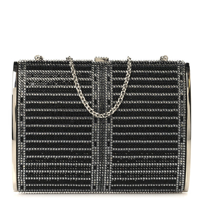 Judith Leiber Swarovski Crystal Minaudiere Clutch Black Silver 1 of 10