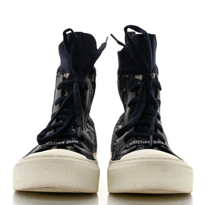 Christian Dior Technical Knit Calfskin Oblique Womens Walk'n Dior High Top Sneakers 36 Deep Blue 3 of 8