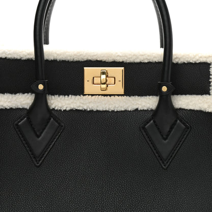 Louis Vuitton Grained Calfskin Shearling On My Side MM Black 6 of 10