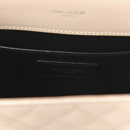 Saint Laurent Grain De Poudre Textured Mixed Matelasse Medium Triquilt Monogram Satchel Marble Pink 8 of 9