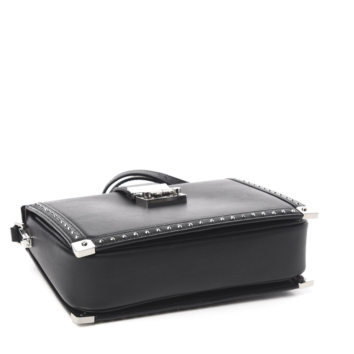 Calfskin Studded Outline Shoulder Bag Black