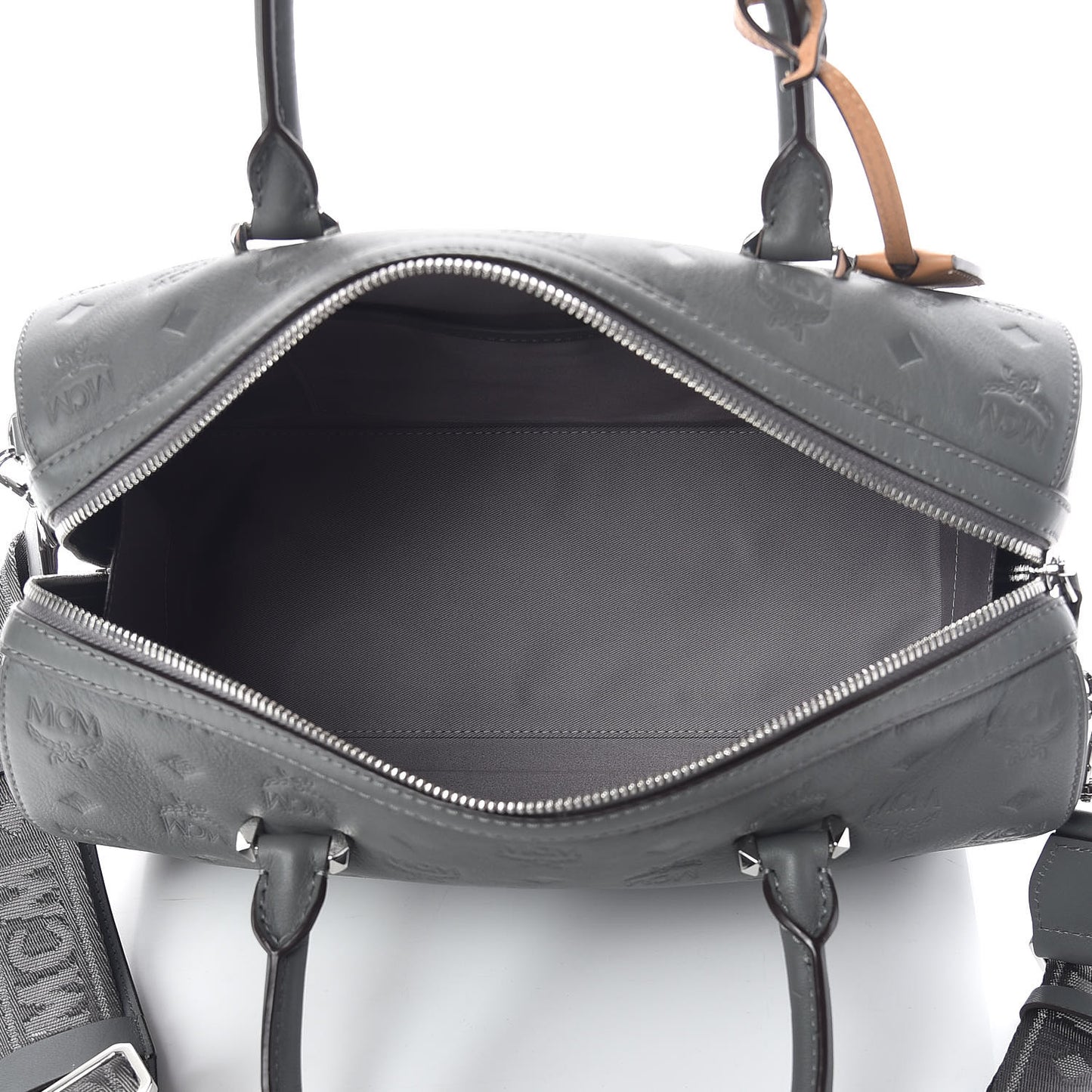 Calfskin Ottomar Monogram Essential Boston Bag Grey