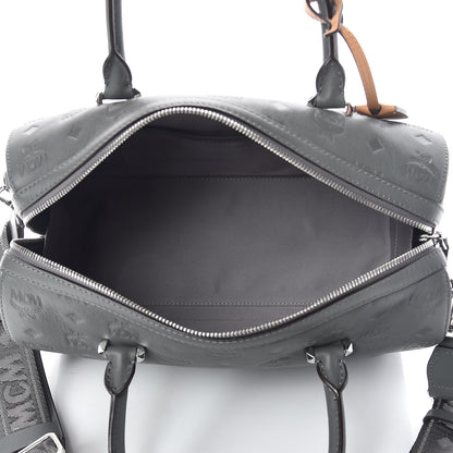 MCM Calfskin Ottomar Monogram Essential Boston Bag Grey 7 of 12