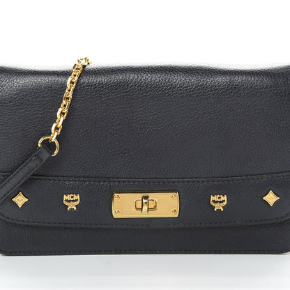 MCM Grained Calfskin Studded Crossbody Bag Black 8 of 15