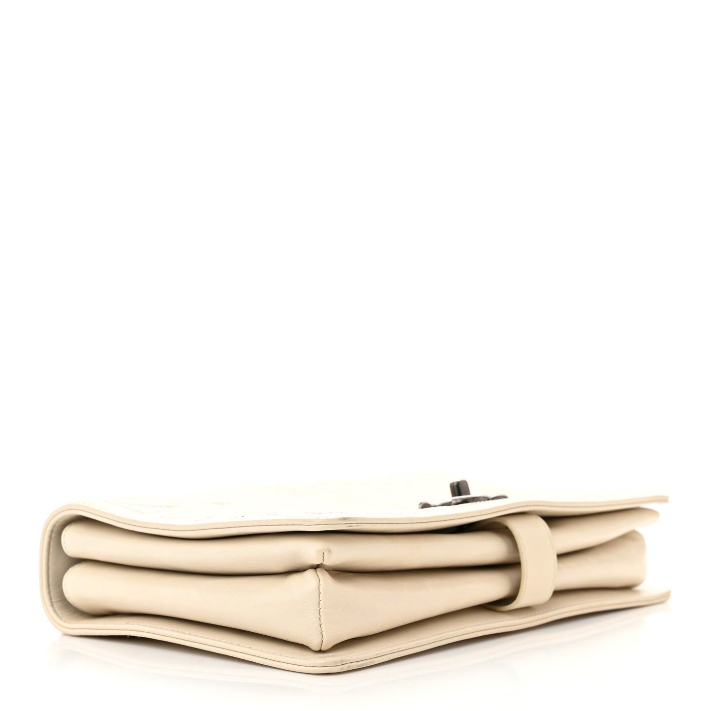 Calfskin Quilted Korean Garden Flap Off White