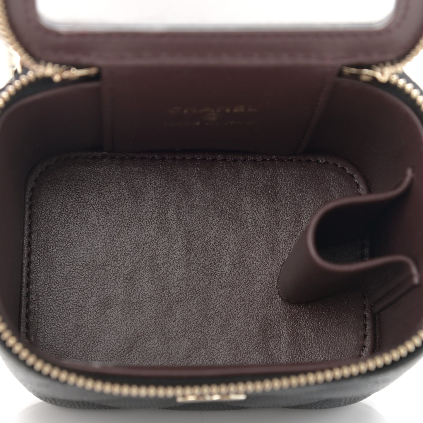 Caviar Quilted Mini Vanity Case With Chain Black