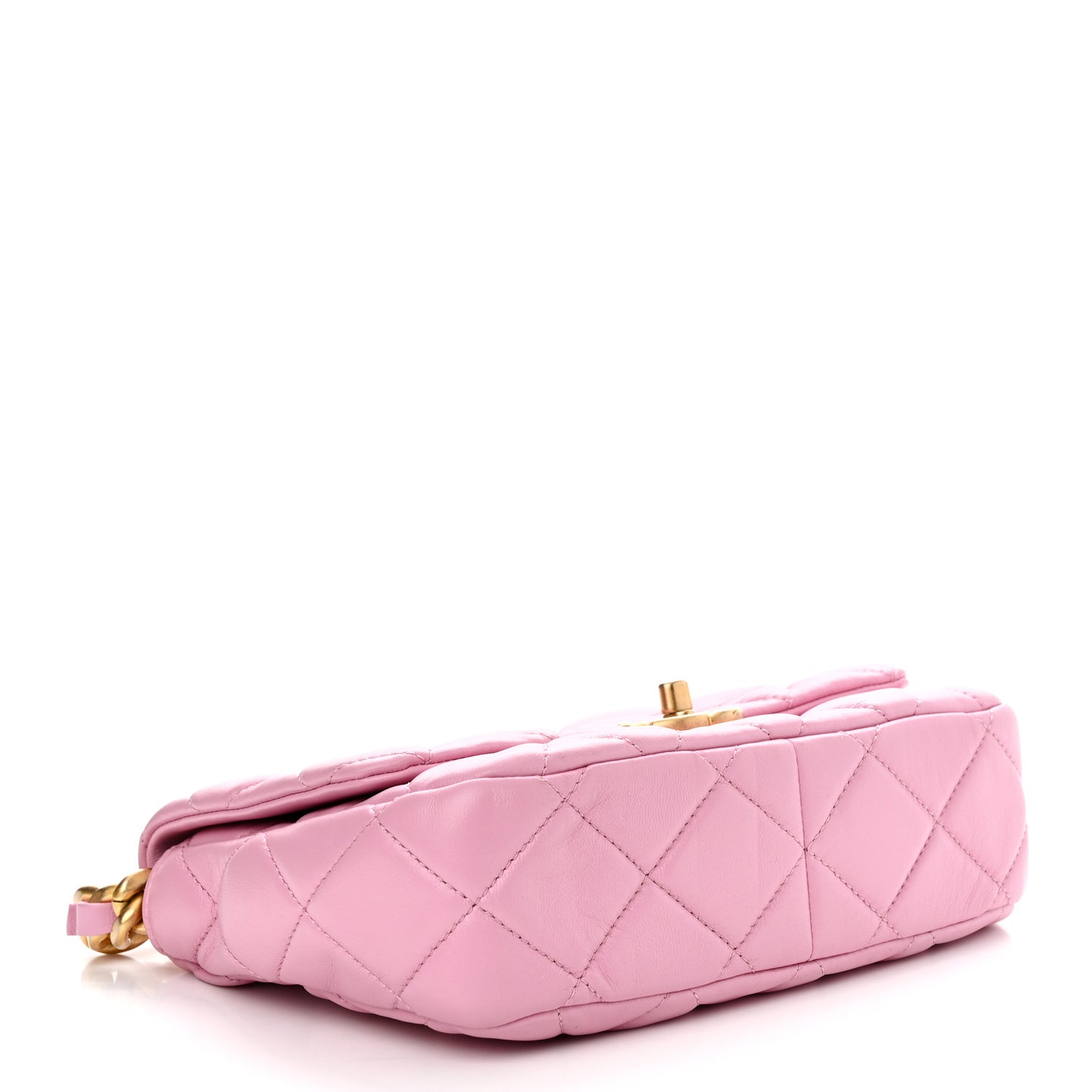 Lambskin Quilted Small Lacquered Chain Flap Pink