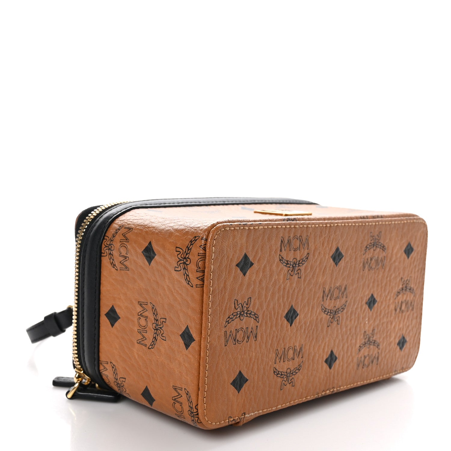 MCM Visetos Vanity Case Cognac Black 4 of 11