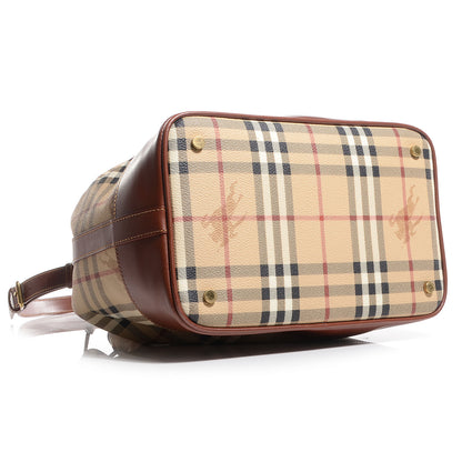 Burberry Haymarket Check Drawstring Bucket Bag Tan 4 of 10