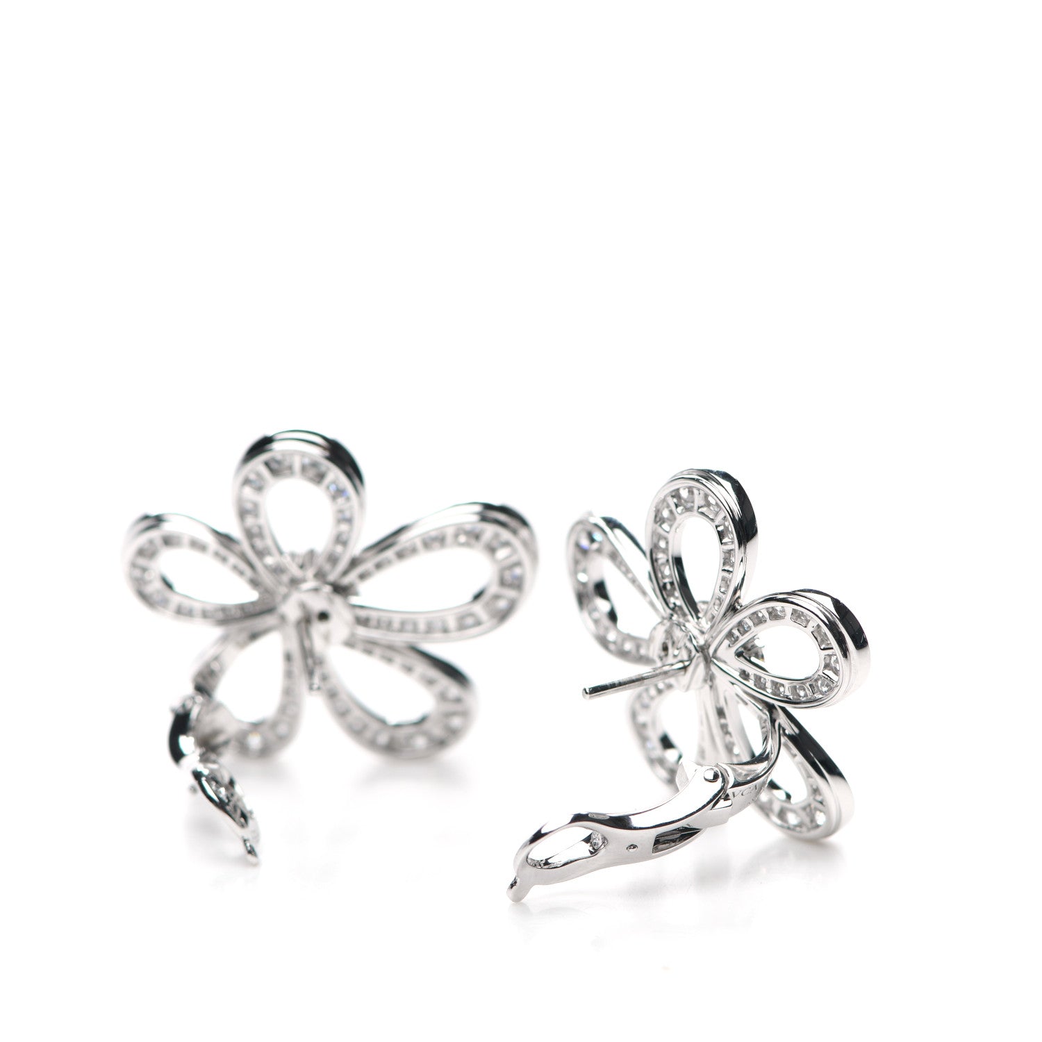 Van Cleef & Arpels 18K White Gold Diamond Flowerlace Earrings 3 of 6