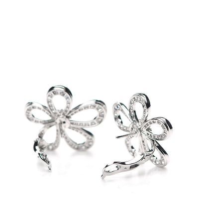 Van Cleef & Arpels 18K White Gold Diamond Flowerlace Earrings 3 of 6