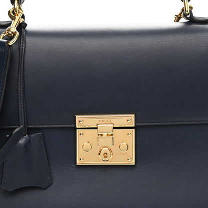 Gucci Calfskin Medium Padlock Signature Top Handle Bag Navy 8 of 14
