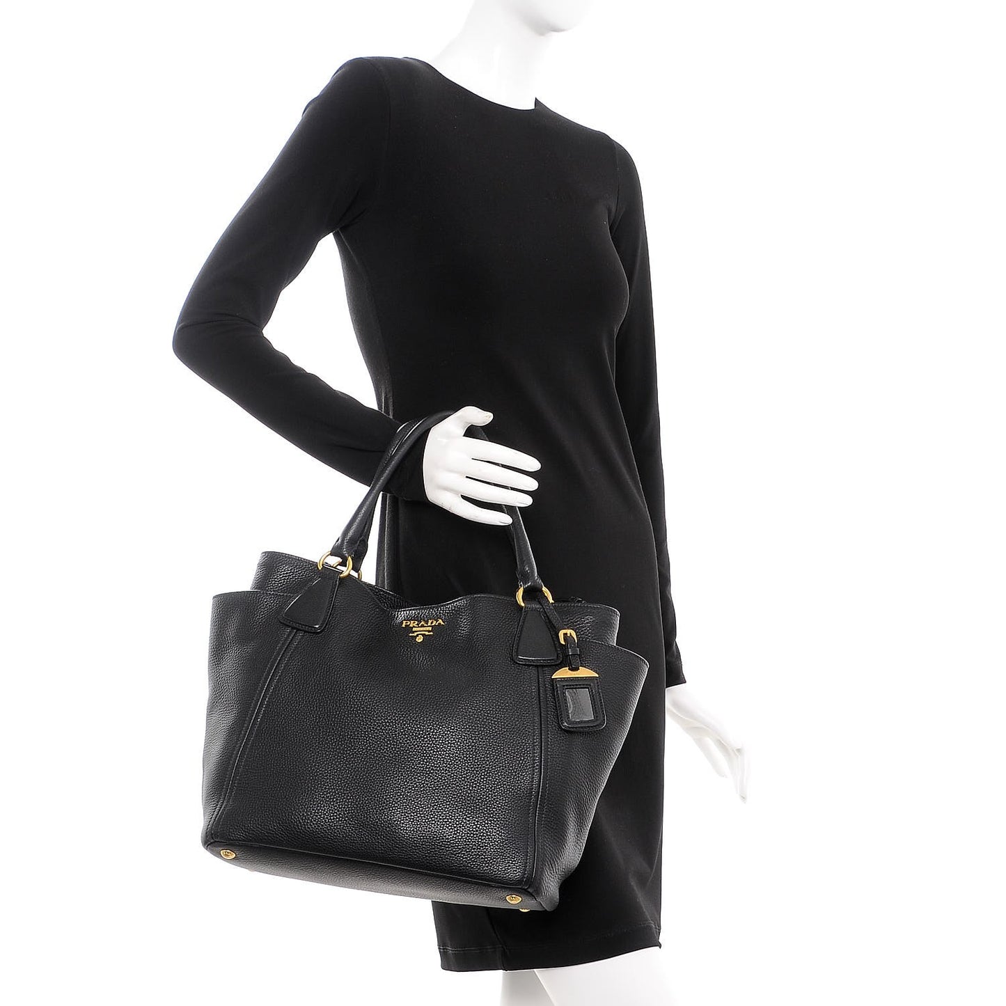Vitello Daino Side Pocket Tote Nero Black