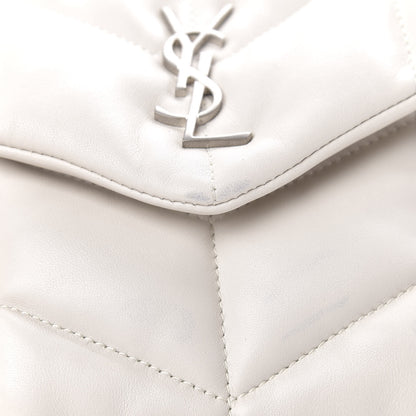 Saint Laurent Lambskin Quilted Toy Loulou Puffer Monogram Chain Satchel Blanc Vintage 8 of 12