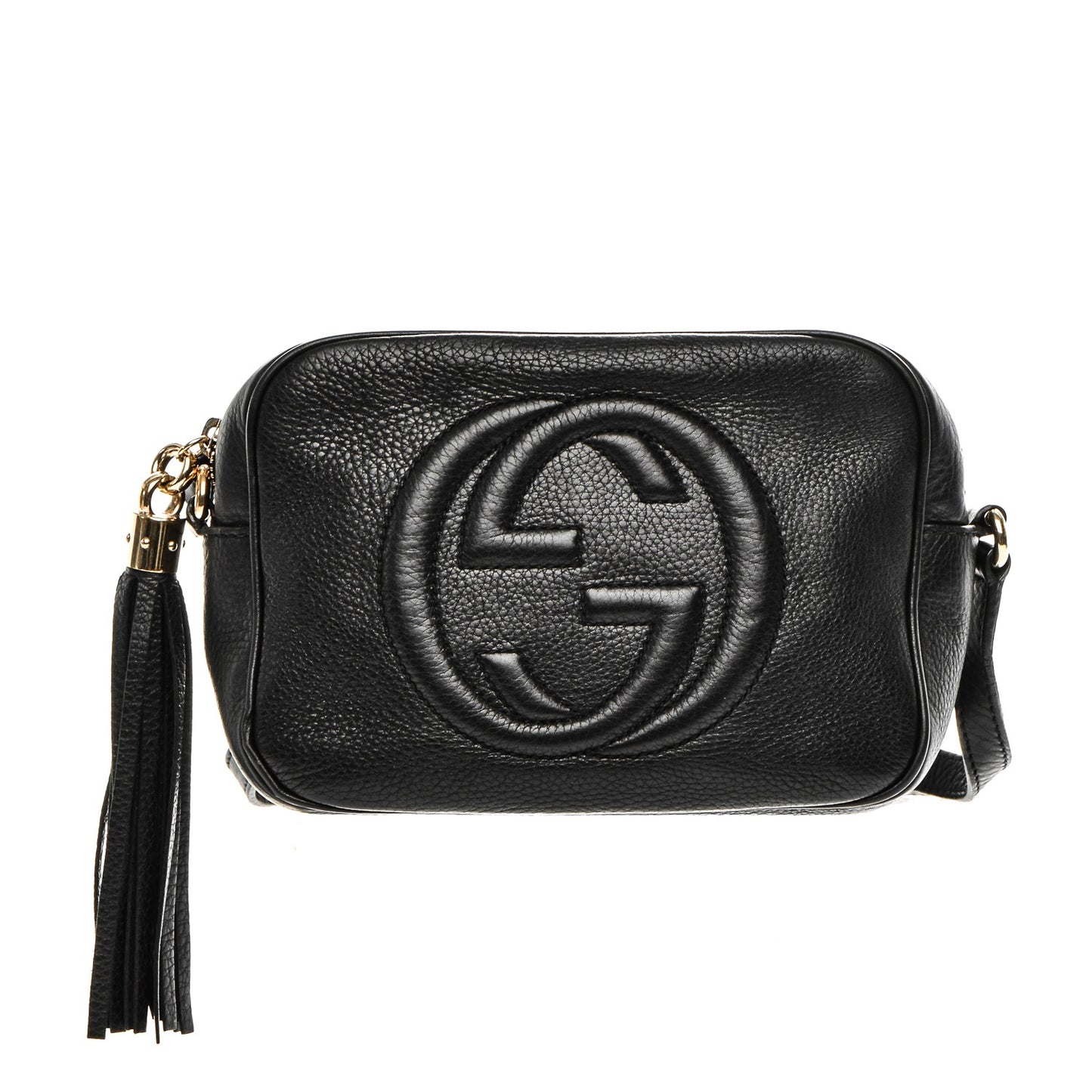 Pebbled Calfskin Small Soho Disco Bag Black