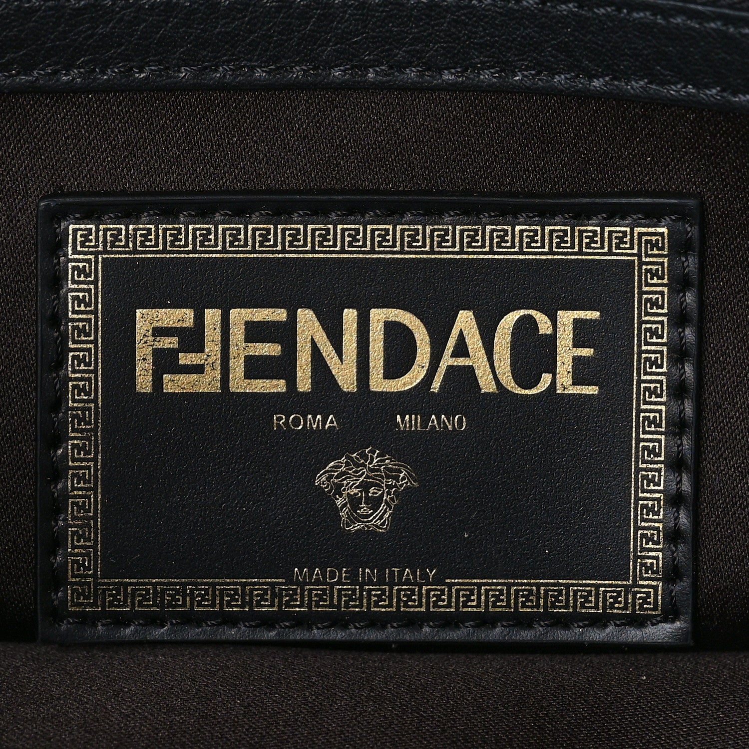 Fendi X VERSACE Silk Fendace FF Baroque Quilted Scarf Baguette Black Gold 6 of 8