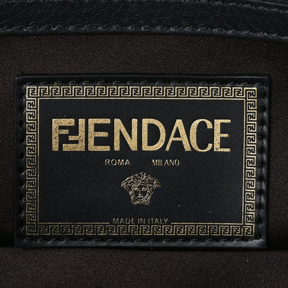 Fendi X VERSACE Silk Fendace FF Baroque Quilted Scarf Baguette Black Gold 6 of 8