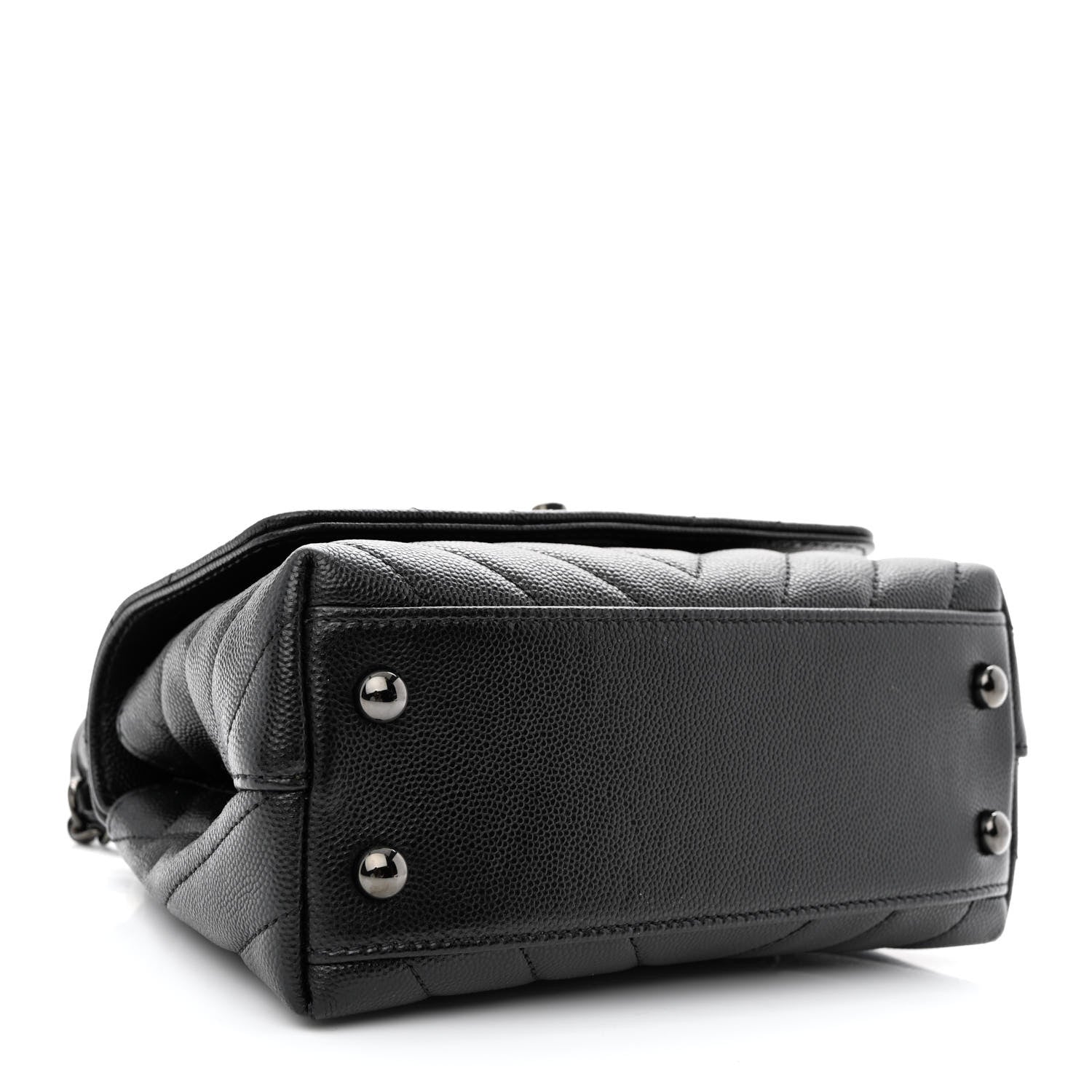 Chanel Caviar Chevron Quilted Extra Mini Coco Handle Flap So Black 4 of 10