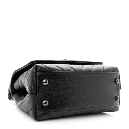 Chanel Caviar Chevron Quilted Extra Mini Coco Handle Flap So Black 4 of 10