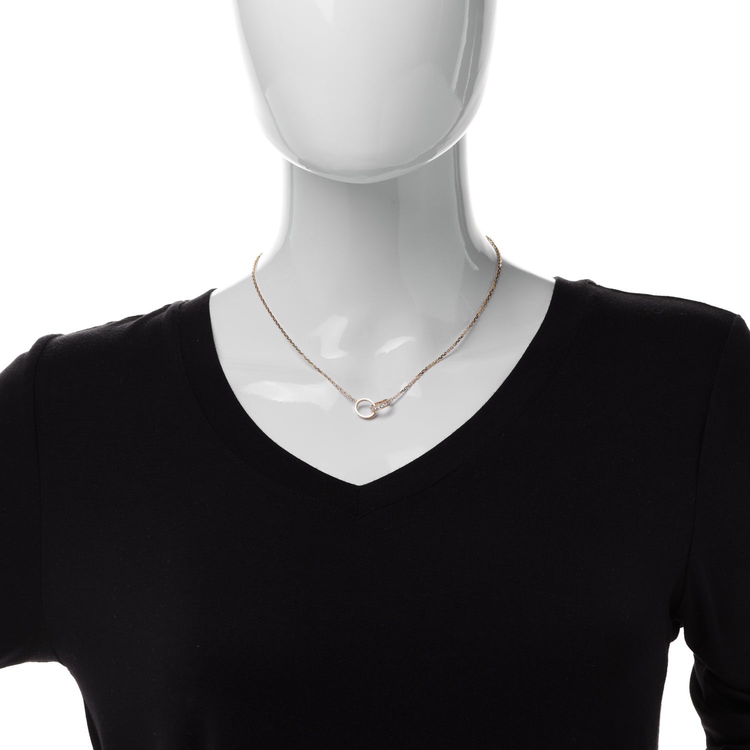 Cartier 18K Yellow Gold Diamond Interlocking LOVE Necklace 2 of 6