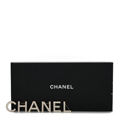 Chanel Crystal Cha-Nel Logo Brooch Set Gold 4 of 4