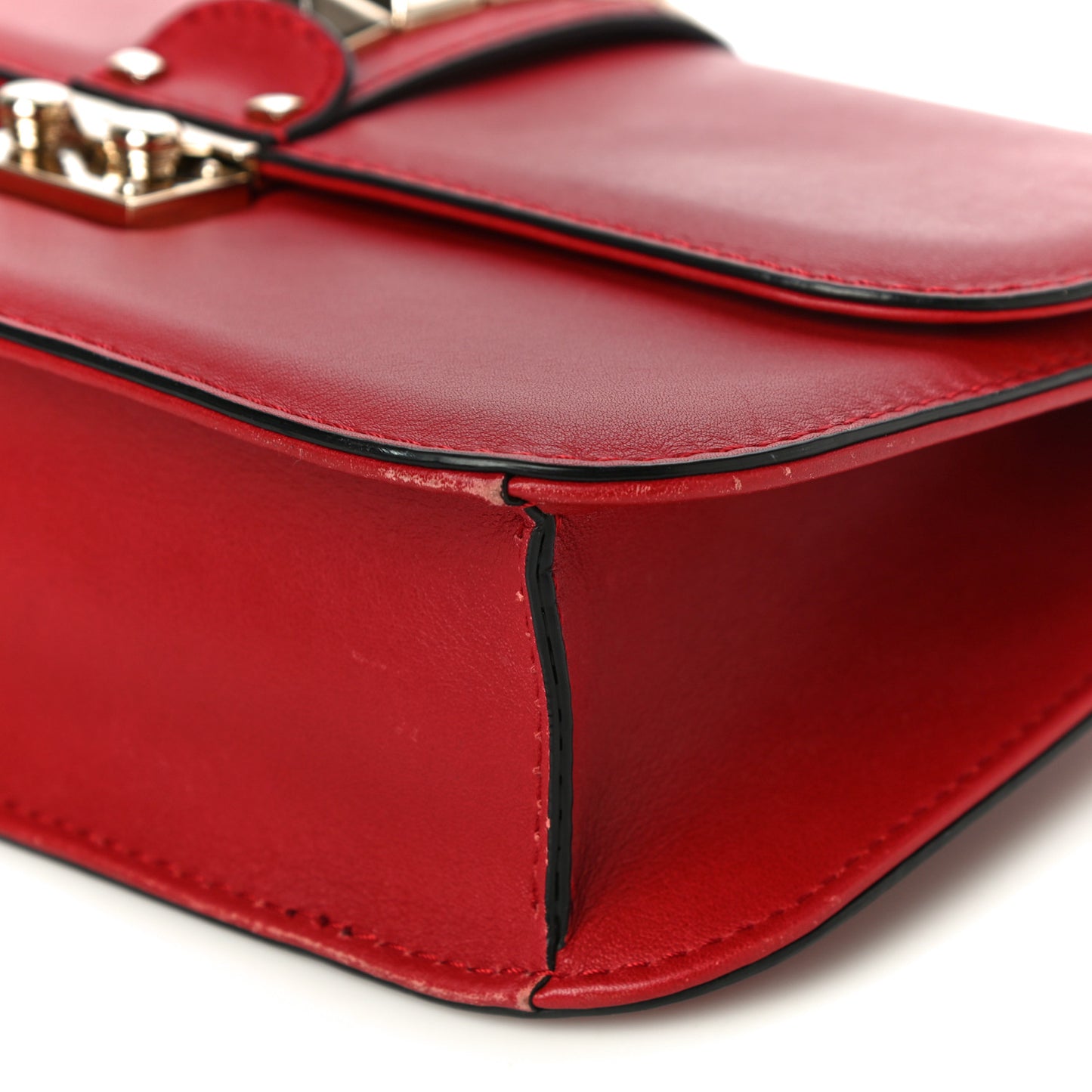 Vitello Medium Glam Lock Rockstud Flap Red