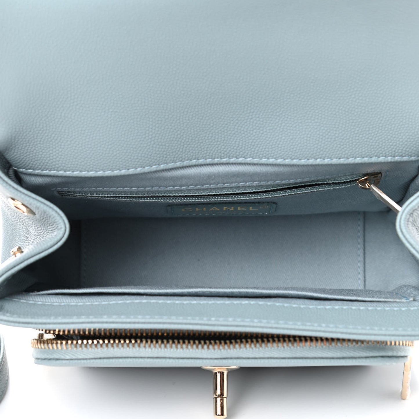 Caviar Quilted Mini Business Affinity Flap Light Blue