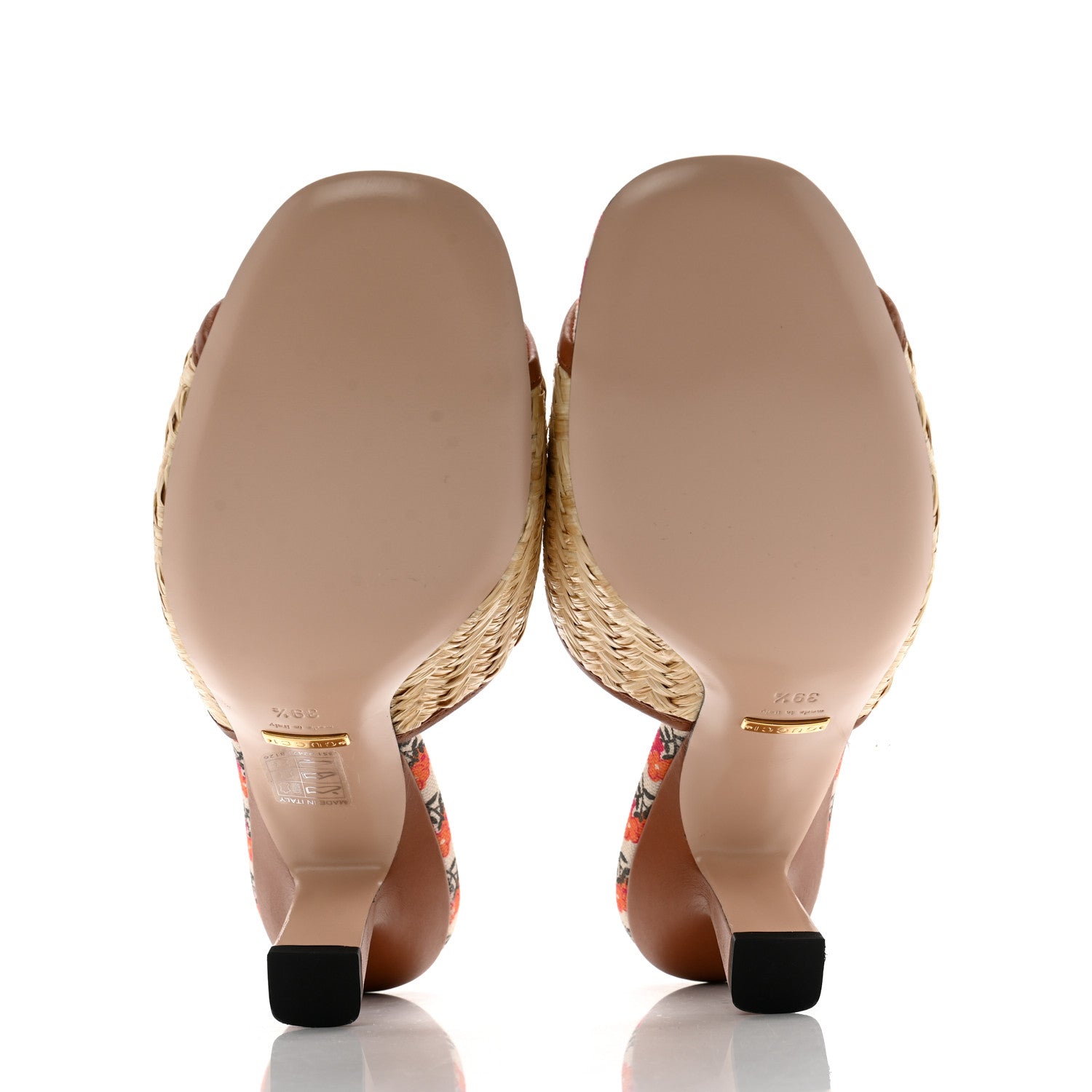 Gucci Raffia Malaga Kid Interlocking G Sandals 39.5 Natural 5 of 9