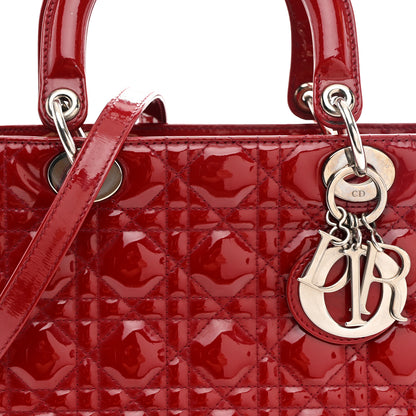 Christian Dior Patent Cannage Medium Lady Dior Red 8 of 12