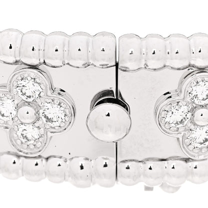 Van Cleef & Arpels 18K White Gold Diamond Perlee Clovers Bangle Bracelet XS 4 of 8