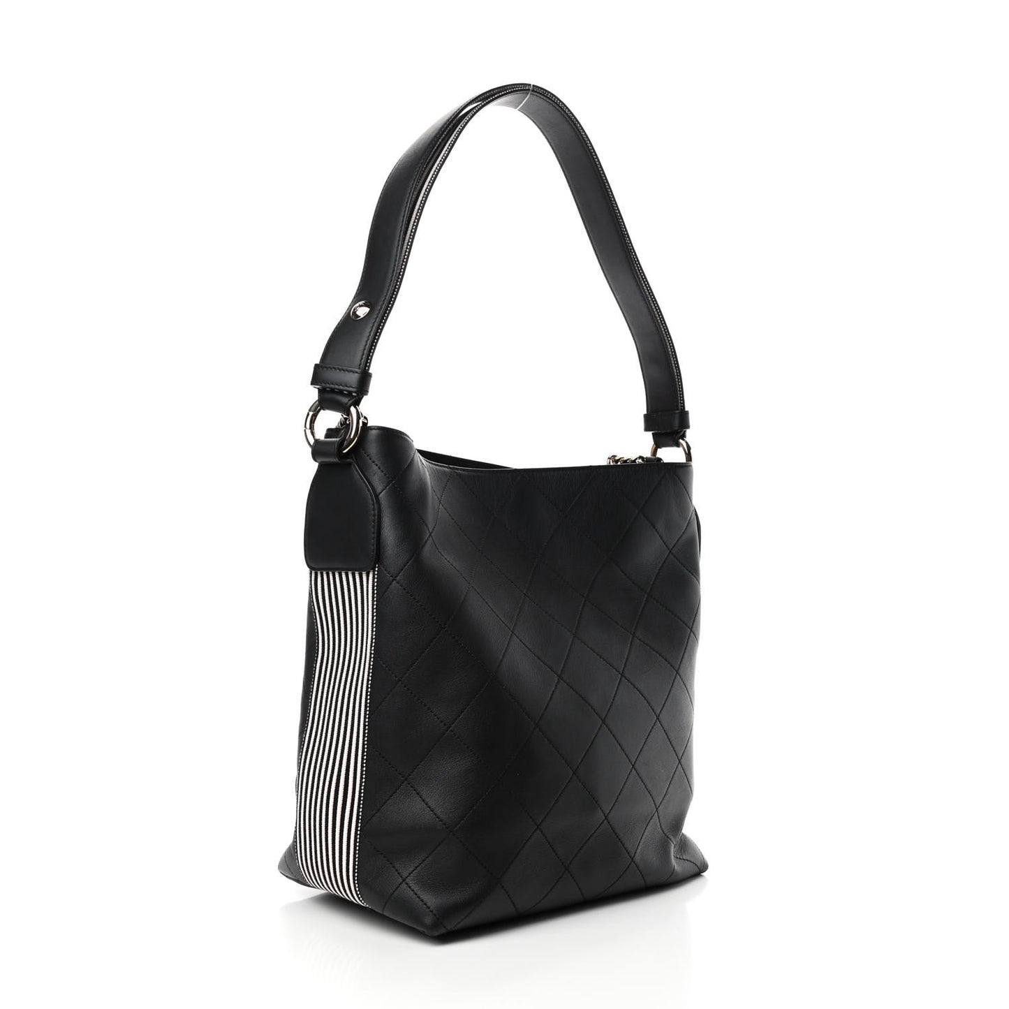 Calfskin Stitched Over & Over Hobo Black