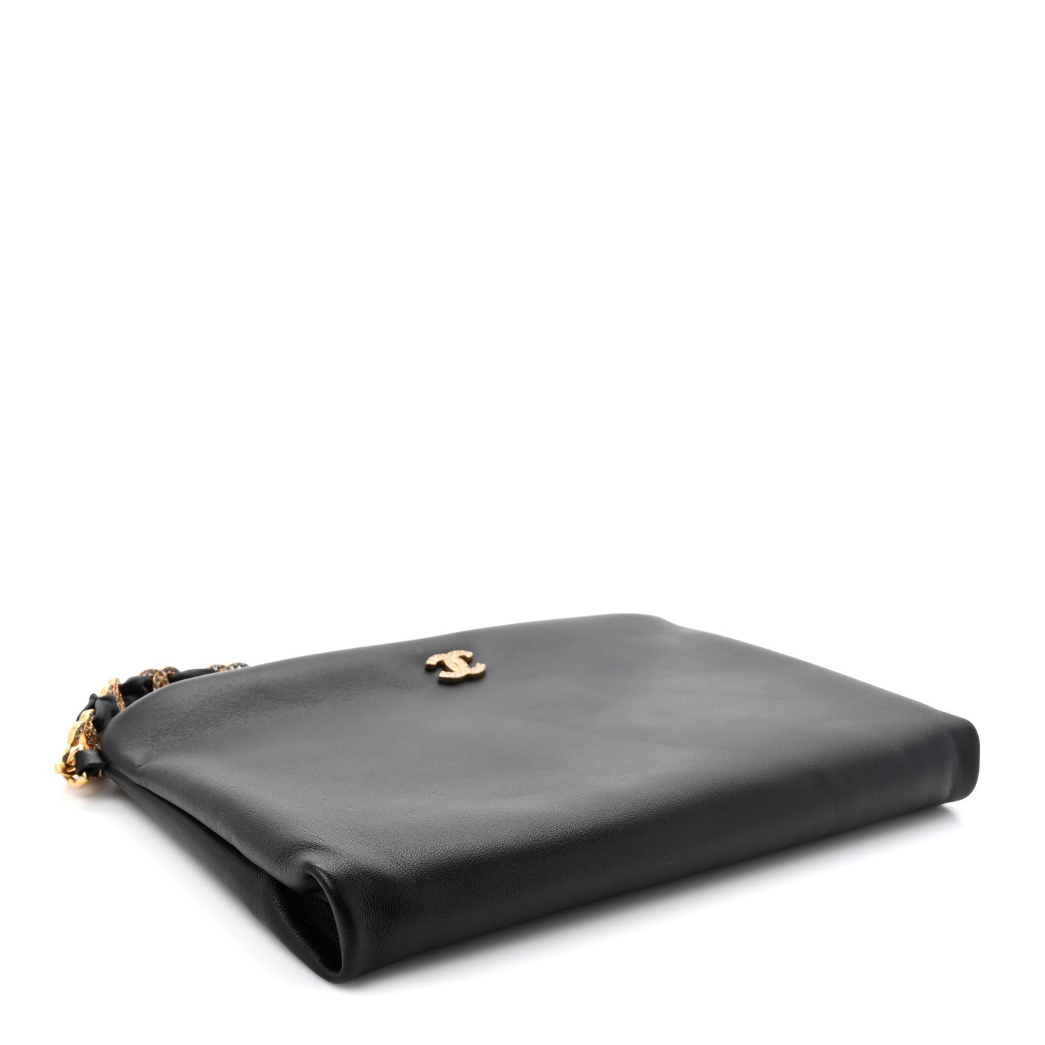 Chanel Lambskin Crystal Medium CC Pouch With Handle Black 4 of 8