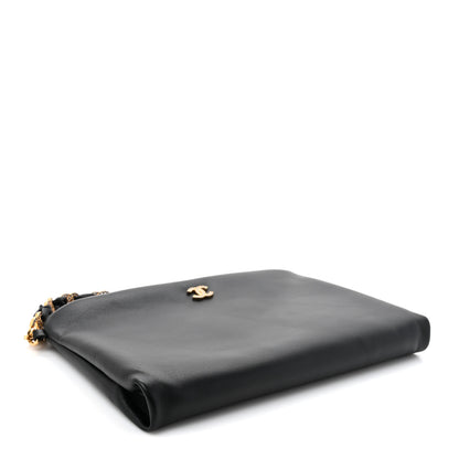 Chanel Lambskin Crystal Medium CC Pouch With Handle Black 4 of 8