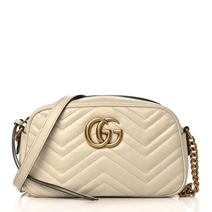 Gucci Calfskin Matelasse Small GG Marmont Chain Shoulder Bag White 1 of 10