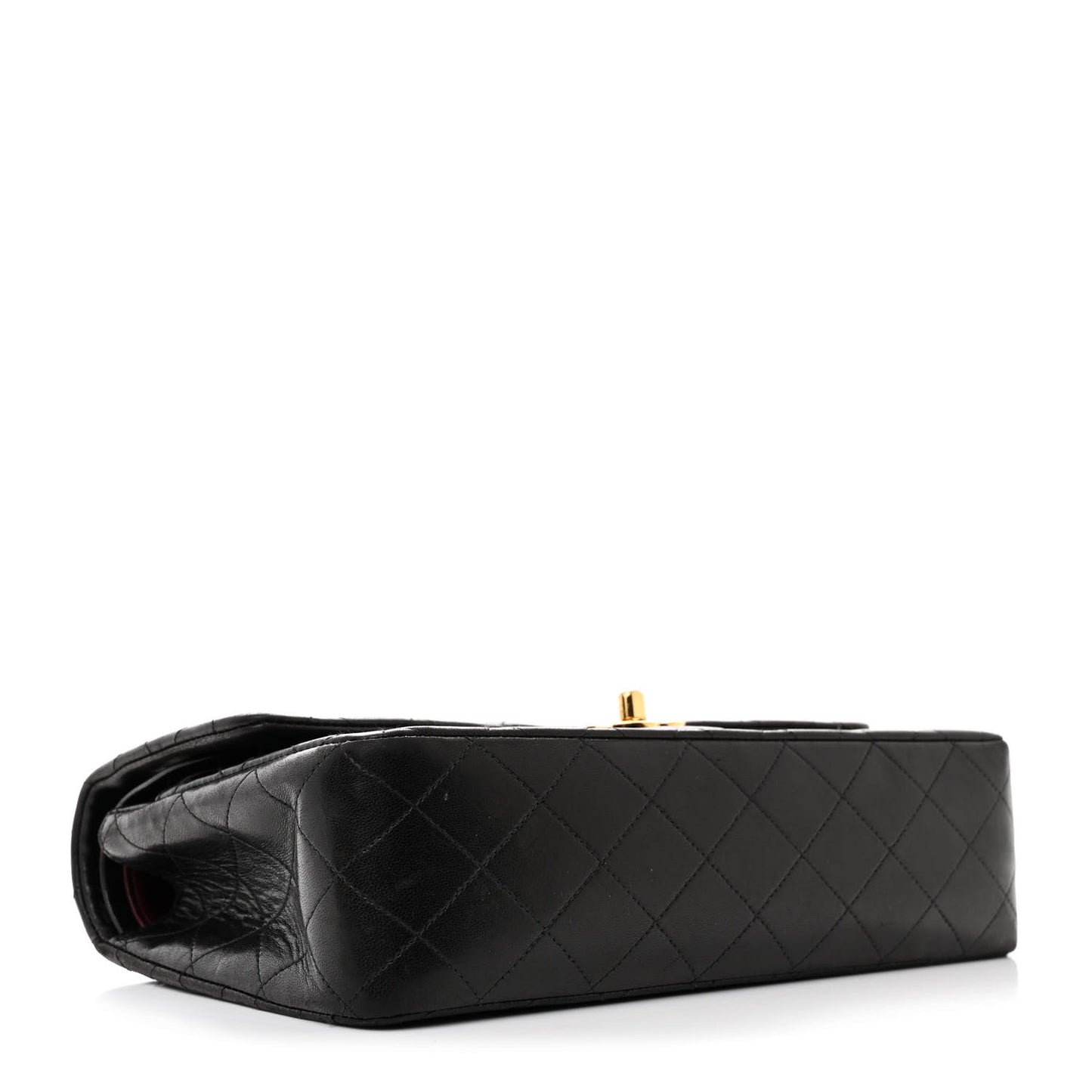 Lambskin Quilted Medium Double Flap Black