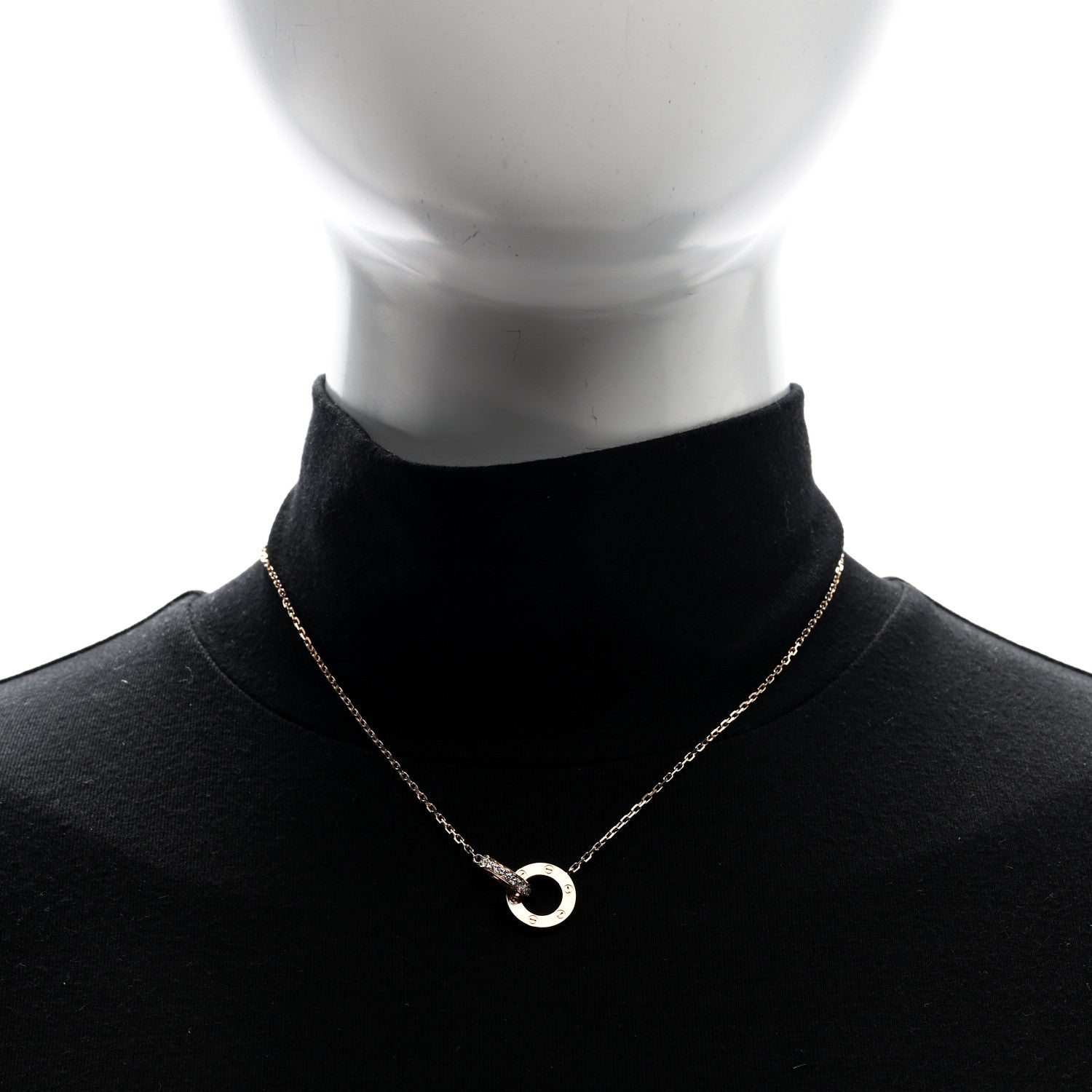 Cartier 18K Pink Gold Diamond Interlocking LOVE Paved Necklace 2 of 5