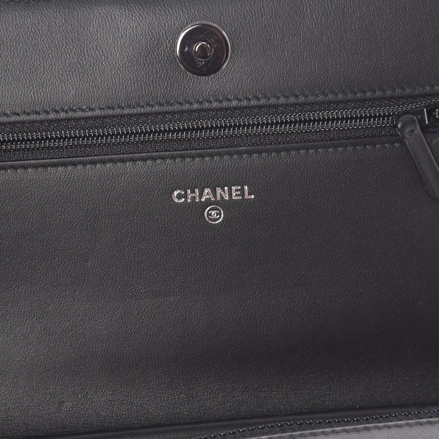 Chanel Calfskin Painted Chevron Embossed Boy Wallet On Chain WOC Black 6 of 15