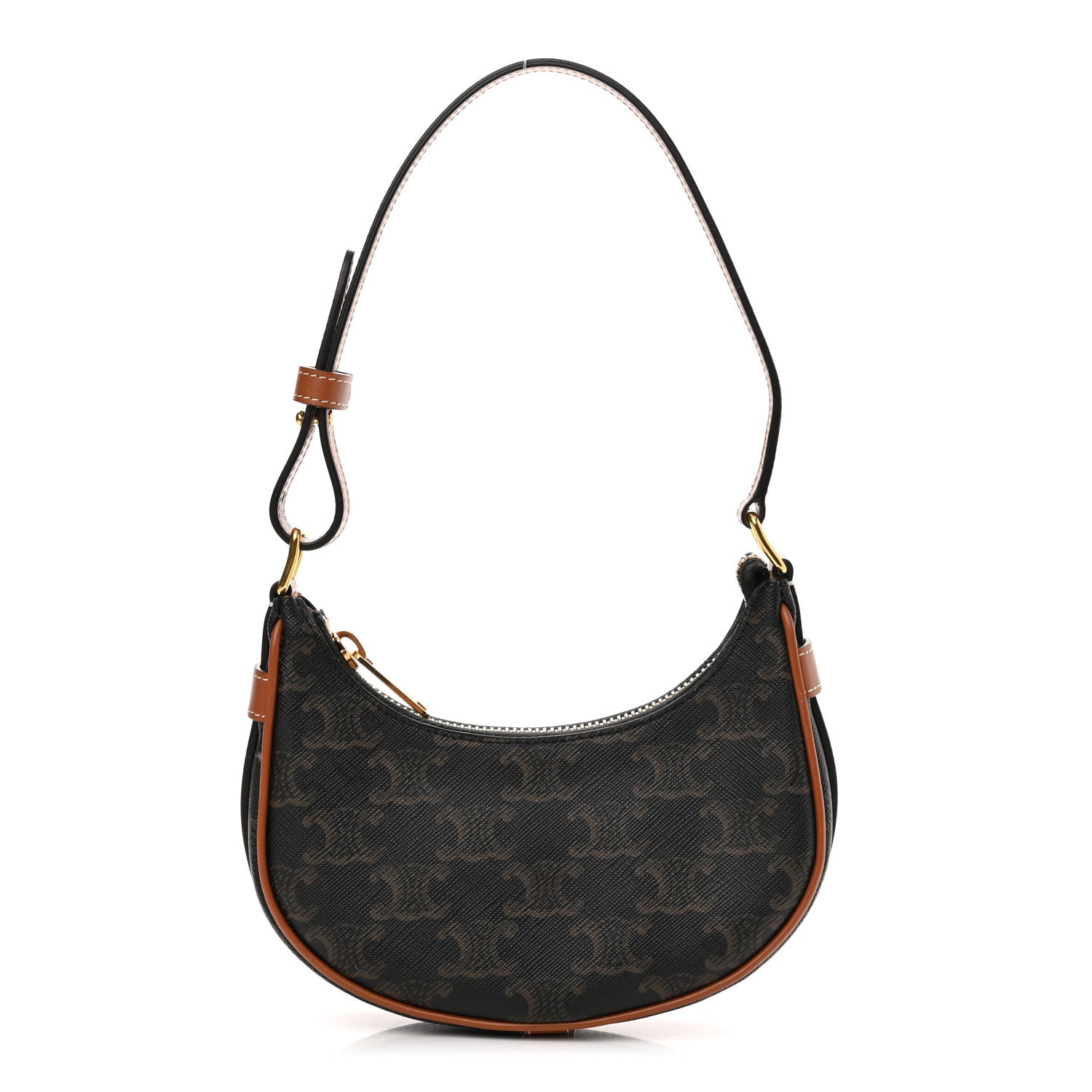 Celine Canvas Calfskin Mini Ava Triomphe Shoulder Bag Tan 1 of 11