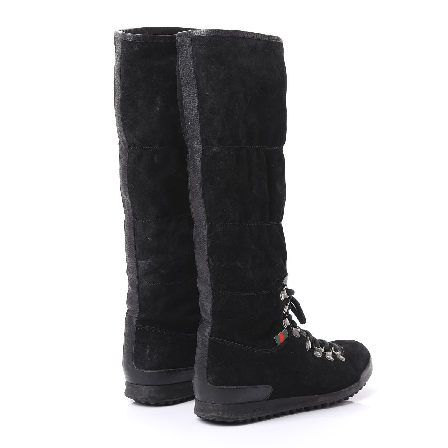 Gucci Suede Trek Lace-Up Knee Boots 9 Black 4 of 8