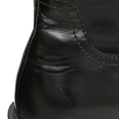 Prada Spazzolato Rois Re-Nylon Metal Triangle Logo Monolith Pouch Pocket 55mm Tall Boots 36 Black 10 of 11