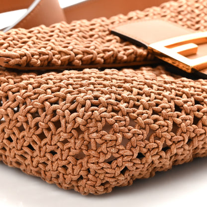 Fendi Straw Vitello King Woven Baguette Brandy 9 of 10