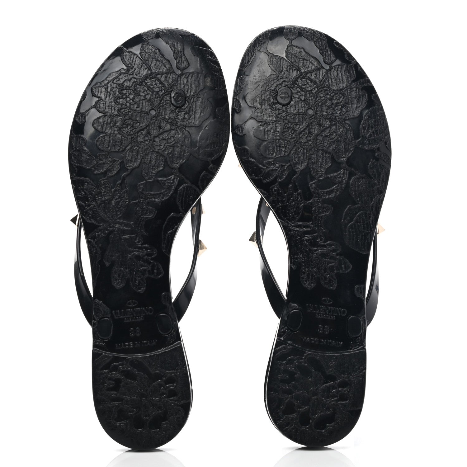 Valentino Garavani PVC Jelly Rockstud Bow Thong Sandals 38 Black 5 of 8