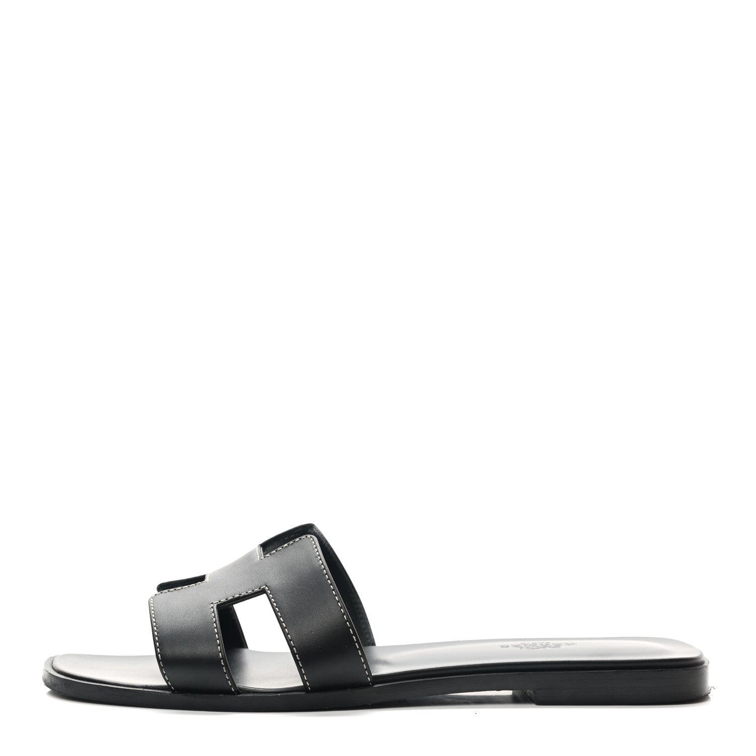Hermes Box Calfskin Oran Sandals 39 Black 1 of 10
