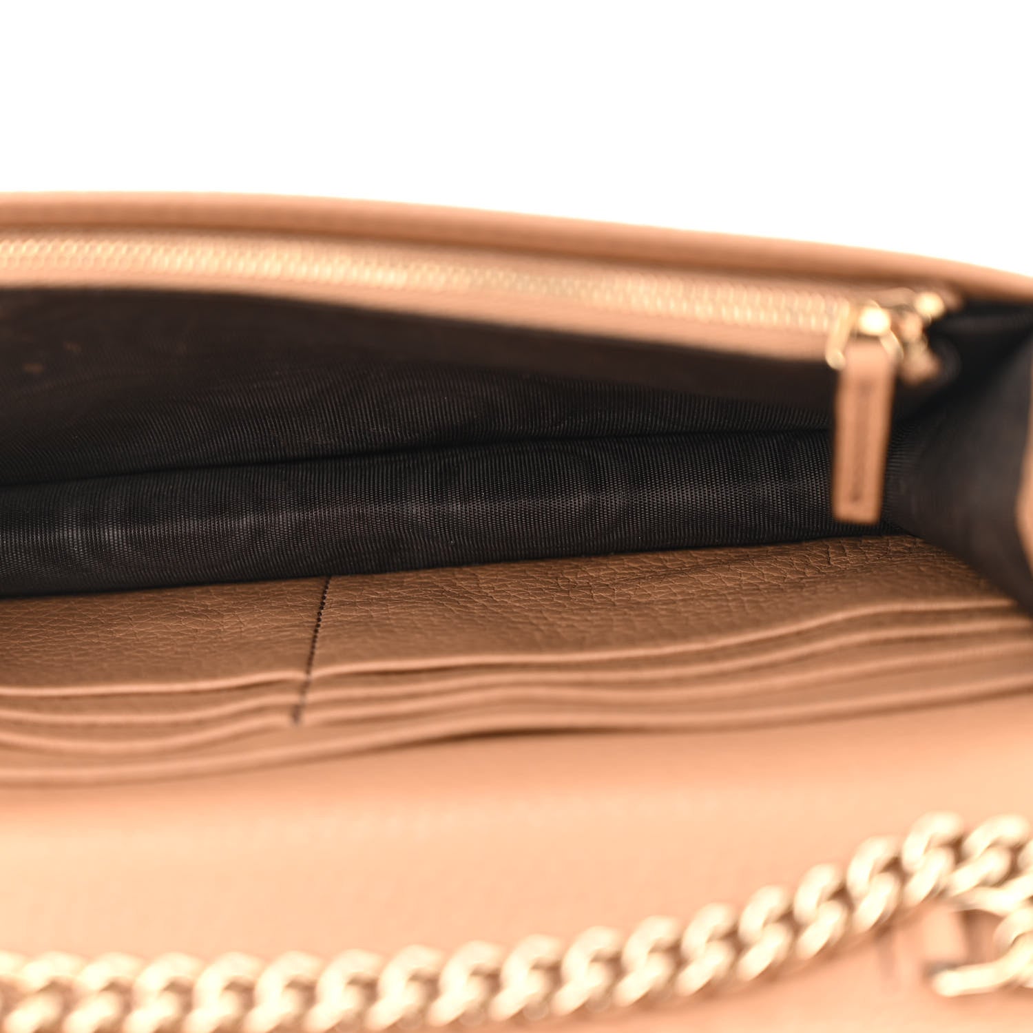 Gucci Pebbled Calfskin Soho Wallet On Chain Camelia 5 of 10