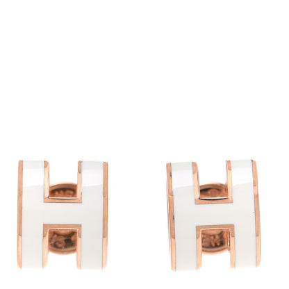 Hermes Rose Gold Lacquered Mini Pop H Earrings White 1 of 6