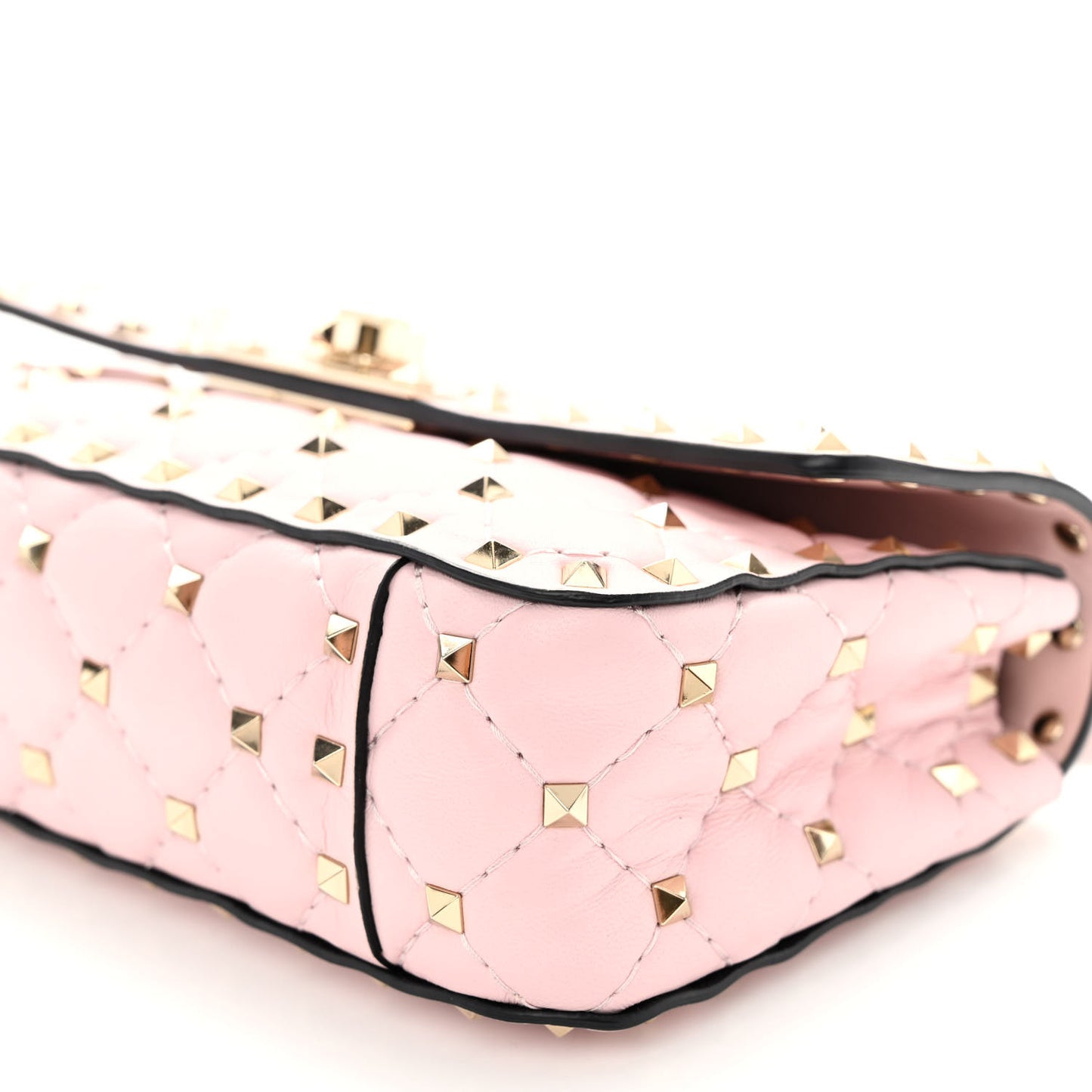 Nappa Small Rockstud Spike Shoulder Bag Water Rose