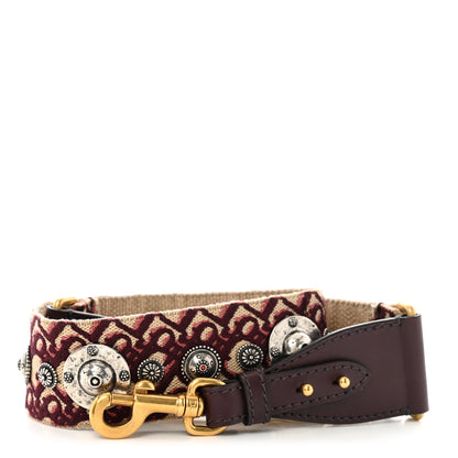Christian Dior Oblique Studded Shoulder Strap Burgundy 1 of 5