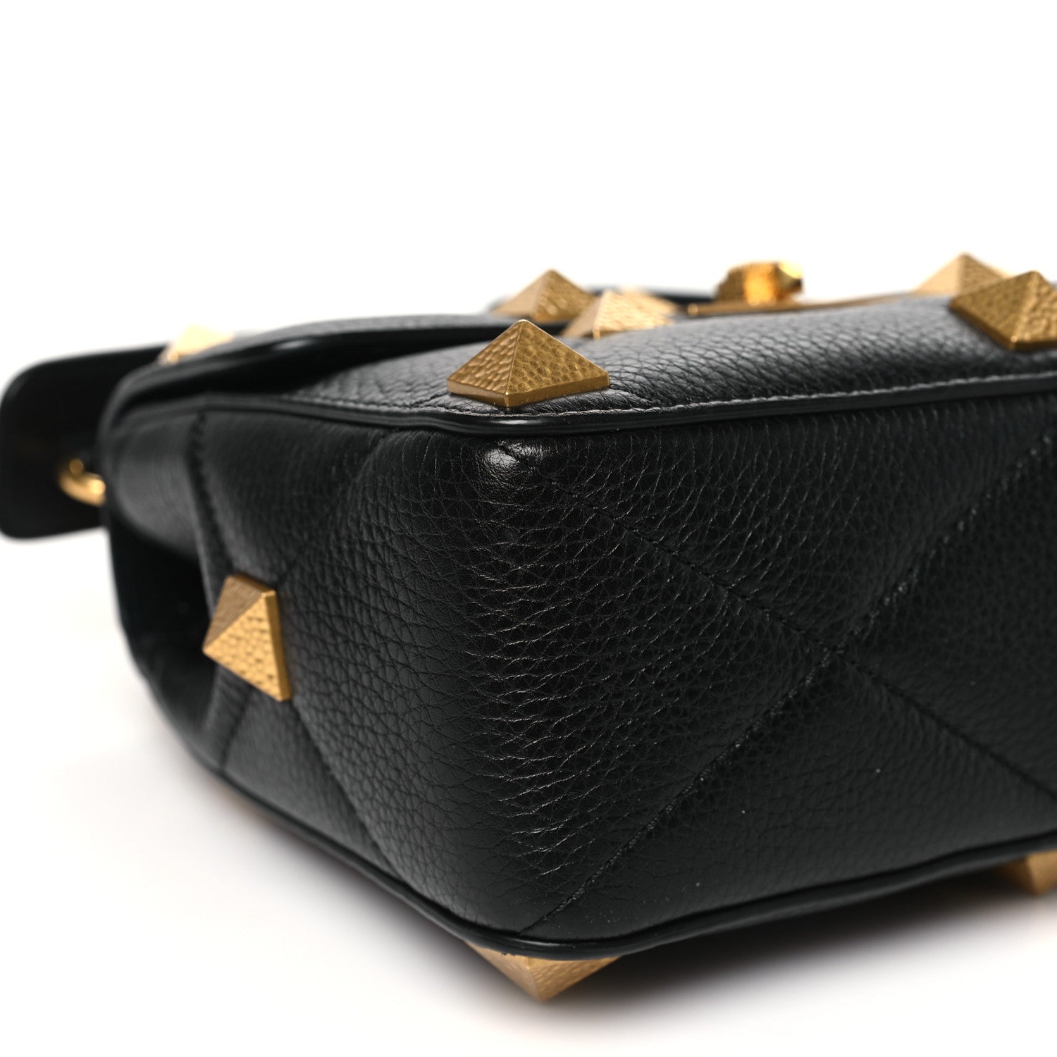 Valentino Garavani Grained Calfskin Medium Roman Stud Shoulder Bag Black 8 of 9
