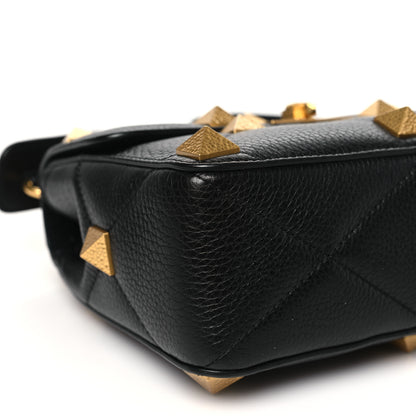 Valentino Garavani Grained Calfskin Medium Roman Stud Shoulder Bag Black 8 of 9